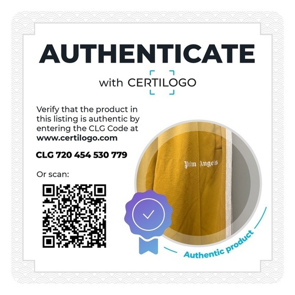 Palm Angels Track Pants Ochre Yellow White Stripe Logo Detail Size XL - Picture 3 of 10